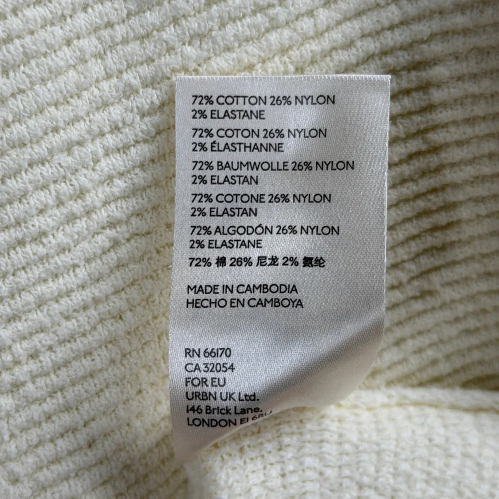 Free People Ottoman Slouchy Tunic Sweater‎ XS Ivory Ribbed Mock Neck Pullover